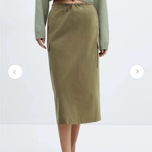 Mango Khaki Pencil Skirt